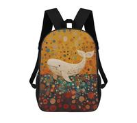 sinyumoney 3D Printed Children's School Original White Wale Backpack for Kids High Capacity Travel Fashion Rucksacks Kids School Bag Casual Back Pack 17inch