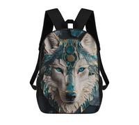 sinyumoney 3D Printed Children's School Ornate Wolf Mask Sculpture Backpack for Kids High Capacity Travel Fashion Rucksacks Kids School Bag Casual Back Pack 17inch