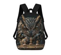 sinyumoney 3D Printed Children's School Owl Chess Backpack for Kids High Capacity Travel Fashion Rucksacks Kids School Bag Casual Back Pack 17inch