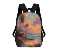 sinyumoney 3D Printed Children's School Palm Beach Sunset Landscape Backpack High Capacity Travel Book Bags Fashion Rucksacks Kids School Casual Back Pack 17inch