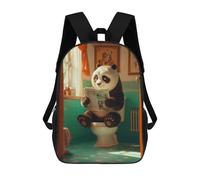 sinyumoney 3D Printed Children's School Panda Sitting on Toilet Backpack for Kids High Capacity Travel Fashion Rucksacks Kids School Bag Casual Back Pack 17inch
