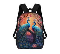 sinyumoney 3D Printed Children's School Peacock Paradise Fantasy Artwork Backpack High Capacity Travel Book Bags Fashion Rucksacks Kids School Casual Back Pack 17inch