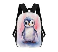 sinyumoney 3D Printed Children's School Penguin Watercolor Backpack for Kids High Capacity Travel Fashion Rucksacks Kids School Bag Casual Back Pack 17inch
