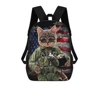 sinyumoney 3D Printed Children's School Pilot Cat in Uniform Backpack for Kids High Capacity Travel Fashion Rucksacks Kids School Bag Casual Back Pack 17inch