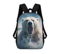 sinyumoney 3D Printed Children's School Polar Bear Roaring in Water Backpack for Kids High Capacity Travel Rucksacks Book Bags Kids School Bag Back Pack 17inch