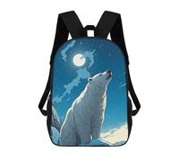 sinyumoney 3D Printed Children's School Polar Bear Under Moonlight Backpack for Kids High Capacity Travel Rucksacks Book Bags Kids School Bag Back Pack 17inch