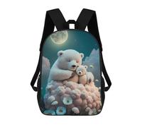 sinyumoney 3D Printed Children's School Polar Bears in Moonlit Dreams Backpack for Kids High Capacity Travel Rucksacks Book Bags Kids School Bag Back Pack 17inch