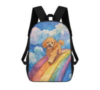 sinyumoney 3D Printed Children's School Poodle on Rainbow Bridge Backpack High Capacity Travel Book Bags Fashion Rucksacks Kids School Casual Back Pack 17inch