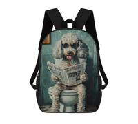 sinyumoney 3D Printed Children's School Poodle Reading Newspaper on Toilet-8 Backpack for Kids High Capacity Travel Rucksacks Book Bags Kids School Bag Back Pack 17inch