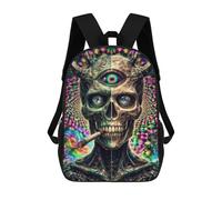sinyumoney 3D Printed Children's School Psychedelic Devil Art Print Backpack for Kids High Capacity Travel Rucksacks Book Bags Kids School Bag Back Pack 17inch
