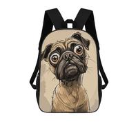 sinyumoney 3D Printed Children's School Pug Caricature Backpack High Capacity Travel Book Bags Fashion Rucksacks Kids School Casual Back Pack 17inch