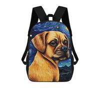 sinyumoney 3D Printed Children's School Puggle Dog Starry Night Backpack for Kids High Capacity Travel Fashion Rucksacks Kids School Bag Casual Back Pack 17inch