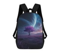 sinyumoney 3D Printed Children's School Purple Tree in Space Field Backpack for Kids High Capacity Travel Rucksacks Book Bags Kids School Bag Back Pack 17inch