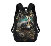 sinyumoney 3D Printed Children's School Raccoon Abstract Gold Backpack for Kids High Capacity Travel Fashion Rucksacks Kids School Bag Casual Back Pack 17inch