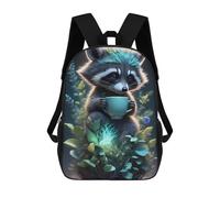 sinyumoney 3D Printed Children's School Raccoon with Magical Cup Backpack for Kids High Capacity Travel Rucksacks Book Bags Kids School Bag Back Pack 17inch