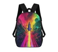 sinyumoney 3D Printed Children's School Rainbow Space Shuttle Backpack for Kids High Capacity Travel Fashion Rucksacks Kids School Bag Casual Back Pack 17inch