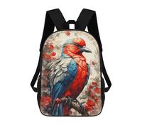 sinyumoney 3D Printed Children's School Red And Blue Bird Painting Backpack High Capacity Travel Book Bags Fashion Rucksacks Kids School Casual Back Pack 17inch