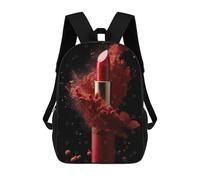 sinyumoney 3D Printed Children's School Red Lipstick Illustration Backpack High Capacity Travel Book Bags Fashion Rucksacks Kids School Casual Back Pack 17inch