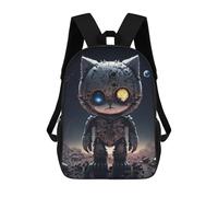 sinyumoney 3D Printed Children's School Robotic Cat in Space Backpack for Kids High Capacity Travel Fashion Rucksacks Kids School Bag Casual Back Pack 17inch