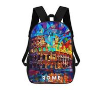 sinyumoney 3D Printed Children's School Rome Backpack for Kids High Capacity Travel Fashion Rucksacks Kids School Bag Casual Back Pack 17inch