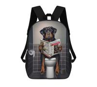 sinyumoney 3D Printed Children's School Rottweiler on The Toilet Backpack for Kids High Capacity Travel Fashion Rucksacks Kids School Bag Casual Back Pack 17inch