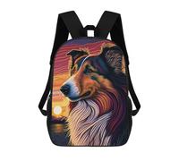 sinyumoney 3D Printed Children's School Rough Collie Style 4 Backpack High Capacity Travel Book Bags Fashion Rucksacks Kids School Casual Back Pack 17inch