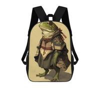 sinyumoney 3D Printed Children's School Royal Frog in Traditional Attire Backpack for Kids High Capacity Travel Fashion Rucksacks Kids School Bag Casual Back Pack 17inch