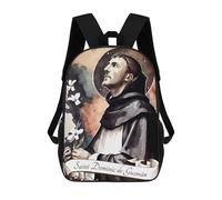 sinyumoney 3D Printed Children's School Saint Dominic De Guzman Backpack High Capacity Travel Book Bags Fashion Rucksacks Kids School Casual Back Pack 17inch