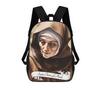 sinyumoney 3D Printed Children's School Saint Teresa of Avila Backpack High Capacity Travel Book Bags Fashion Rucksacks Kids School Casual Back Pack 17inch