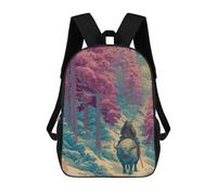 sinyumoney 3D Printed Children's School Samurai Warrior on Bull in Forest Backpack for Kids High Capacity Travel Rucksacks Book Bags Kids School Bag Back Pack 17inch