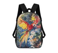 sinyumoney 3D Printed Children's School Scarlet Macaw Watercolor Backpack High Capacity Travel Book Bags Fashion Rucksacks Kids School Casual Back Pack 17inch