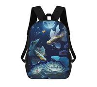 sinyumoney 3D Printed Children's School Serene Night Aquatic Scene Backpack for Kids High Capacity Travel Rucksacks Book Bags Kids School Bag Back Pack 17inch