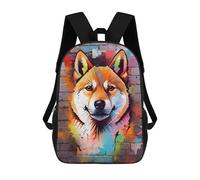 sinyumoney 3D Printed Children's School Shiba Inu Graffiti Backpack High Capacity Travel Book Bags Fashion Rucksacks Kids School Casual Back Pack 17inch