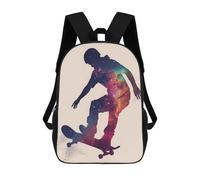 sinyumoney 3D Printed Children's School Skate Galaxy Silhouette Backpack High Capacity Travel Book Bags Fashion Rucksacks Kids School Casual Back Pack 17inch