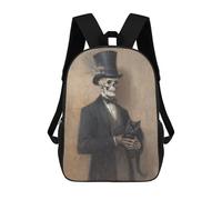 sinyumoney 3D Printed Children's School Skeleton in Top Hat Holding Black Cat Backpack High Capacity Travel Book Bags Fashion Rucksacks Kids School Casual Back Pack 17inch