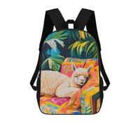 sinyumoney 3D Printed Children's School Sleeping Alpaca in Tropical Paradise Backpack High Capacity Travel Book Bags Fashion Rucksacks Kids School Casual Back Pack 17inch