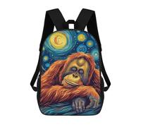 sinyumoney 3D Printed Children's School Sleeping Orangutan Starry Night Art Backpack for Kids High Capacity Travel Rucksacks Book Bags Kids School Bag Back Pack 17inch