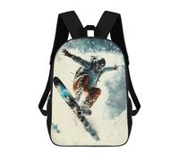 sinyumoney 3D Printed Children's School Snowboarder in Action -10 Backpack for Kids High Capacity Travel Rucksacks Book Bags Kids School Bag Back Pack 17inch