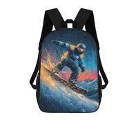 sinyumoney 3D Printed Children's School Snowboarder in Action -8 Backpack for Kids High Capacity Travel Rucksacks Book Bags Kids School Bag Back Pack 17inch