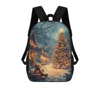 sinyumoney 3D Printed Children's School Snowy Christmas Eve Backpack for Kids High Capacity Travel Fashion Rucksacks Kids School Bag Casual Back Pack 17inch
