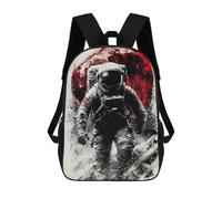 sinyumoney 3D Printed Children's School Space Astronaut Red Moon Art Print Backpack High Capacity Travel Book Bags Fashion Rucksacks Kids School Casual Back Pack 17inch
