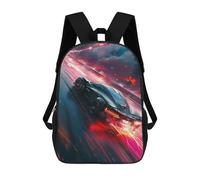 sinyumoney 3D Printed Children's School Speeding Sports Car in Flames Backpack High Capacity Travel Book Bags Fashion Rucksacks Kids School Casual Back Pack 17inch