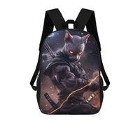sinyumoney 3D Printed Children's School Sphynx Cat Samurai Warrior Animal Backpack for Kids High Capacity Travel Rucksacks Book Bags Kids School Bag Back Pack 17inch