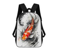 sinyumoney 3D Printed Children's School Splash of Koi Fish Backpack for Kids High Capacity Travel Fashion Rucksacks Kids School Bag Casual Back Pack 17inch