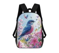 sinyumoney 3D Printed Children's School Spring Blossom Birds Butterfly Art Print Backpack High Capacity Travel Book Bags Fashion Rucksacks Kids School Casual Back Pack 17inch