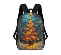 sinyumoney 3D Printed Children's School Stained Glass Christmas Tree Backpack for Kids High Capacity Travel Fashion Rucksacks Kids School Bag Casual Back Pack 17inch