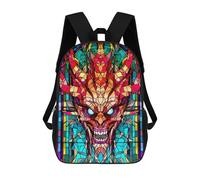 sinyumoney 3D Printed Children's School Stained Glass Demon Backpack for Kids High Capacity Travel Fashion Rucksacks Kids School Bag Casual Back Pack 17inch