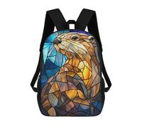 sinyumoney 3D Printed Children's School Stained Glass Otter Backpack for Kids High Capacity Travel Fashion Rucksacks Kids School Bag Casual Back Pack 17inch