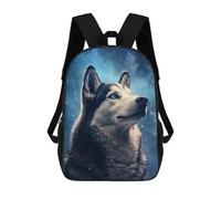 sinyumoney 3D Printed Children's School Starry Night Husky Portrait Backpack for Kids High Capacity Travel Fashion Rucksacks Kids School Bag Casual Back Pack 17inch