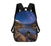 sinyumoney 3D Printed Children's School Starry Night Mountain Reflections -1 Backpack High Capacity Travel Book Bags Fashion Rucksacks Kids School Casual Back Pack 17inch